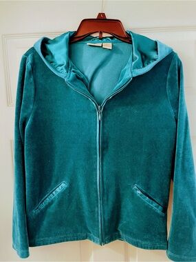 Teal Hoodie with full zipper and pockets